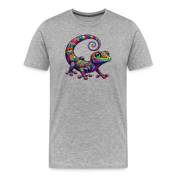 Gecko - T-shirt bio Premium Homme - gris chiné - Devant - Damien (186cm)