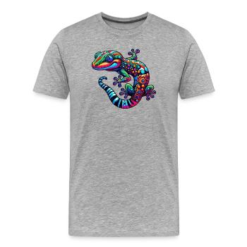 Gecko - T-shirt bio Premium Homme - gris chiné - Devant - Damien (186cm)