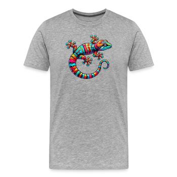 Gecko - Männer Premium Bio T-Shirt - Grau meliert - Vorne - Damien (186cm)