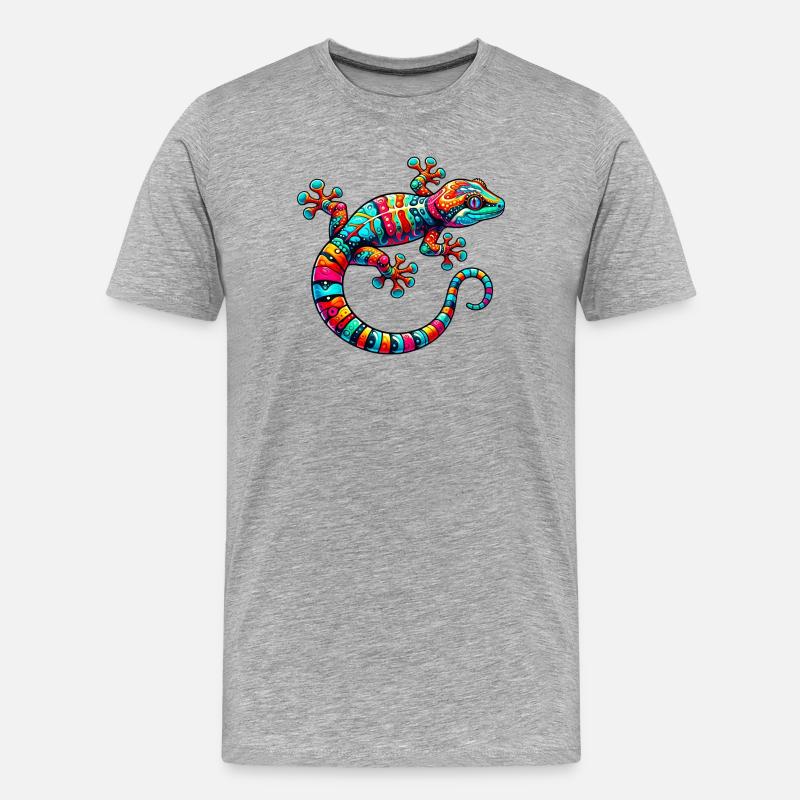 Gecko - Männer Premium Bio T-Shirt - Grau meliert