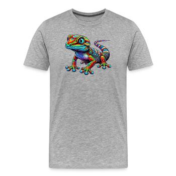 Gecko - T-shirt bio Premium Homme - gris chiné - Devant - Damien (186cm)
