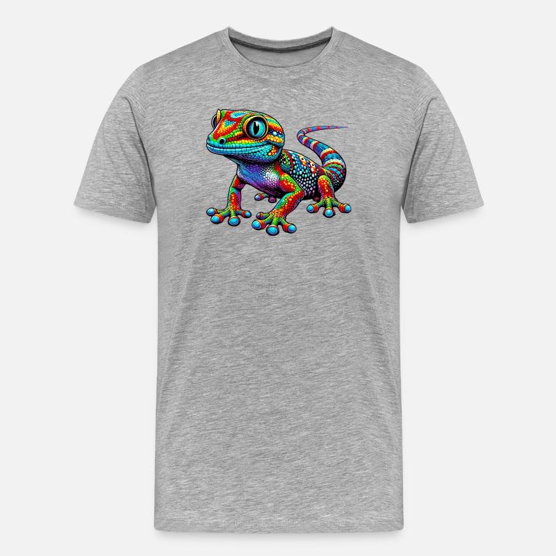 Gecko - Männer Premium Bio T-Shirt - Grau meliert