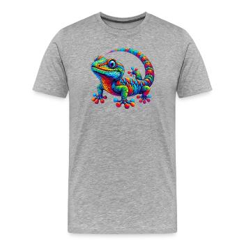 Gecko - T-shirt bio Premium Homme - gris chiné - Devant - Damien (186cm)