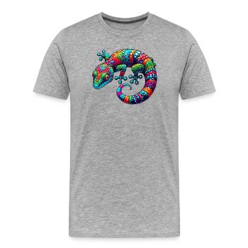 Gecko - Männer Premium Bio T-Shirt - Grau meliert - Vorne - Damien (186cm)
