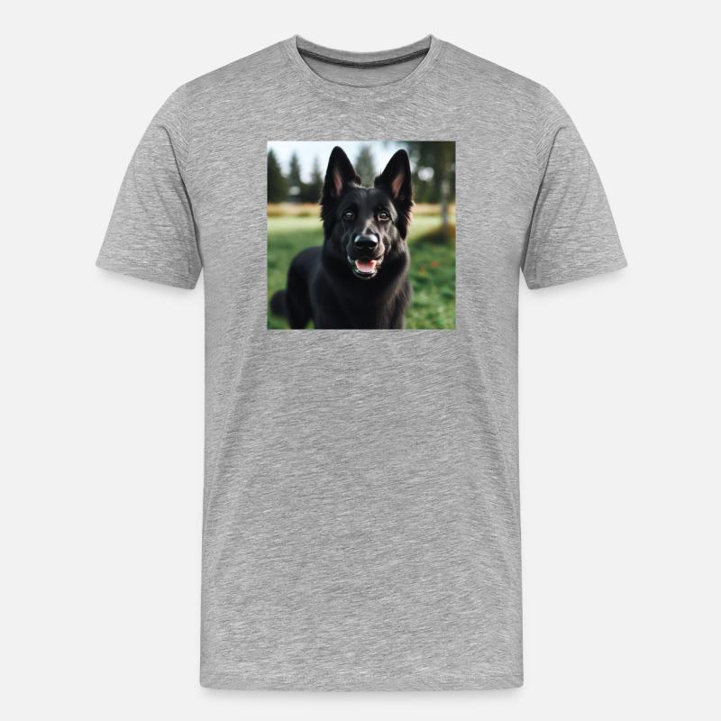 Schwarzer Deutscher Schäferhund - Männer Premium Bio T-Shirt - Grau meliert
