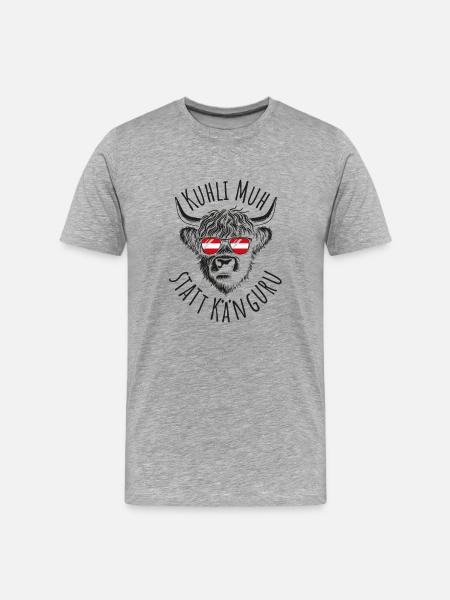 Stilvolle Kuh-Ikone mit Sonnenbrille - Männer Premium Bio T-Shirt - Grau meliert