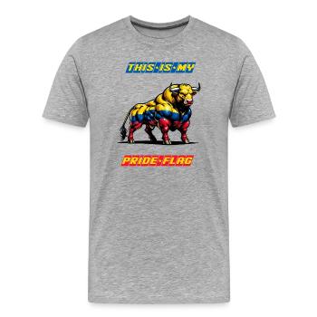 C'est mon fier drapeau, la Colombie - T-shirt bio Premium Homme - gris chiné - Devant - Damien (186cm)