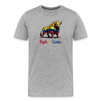 Das ist der Stolz Kolumbiens Flagge - Männer Premium Bio T-Shirt - Grau meliert - Vorne - Damien (186cm)