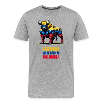 Des légendes sont nées en Colombie - T-shirt bio Premium Homme - gris chiné - Devant - Damien (186cm)
