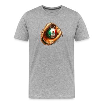 Motif du drapeau de baseball du Mexique - T-shirt bio Premium Homme - gris chiné - Devant - Damien (186cm)