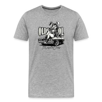 Muscle Cars Oldschool Vintage Bobber Custom - T-shirt bio Premium Homme - gris chiné - Devant - Damien (186cm)