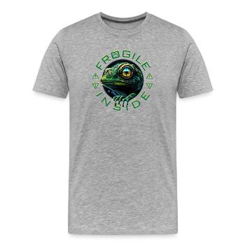 Frogile Inside - Männer Premium Bio T-Shirt - Grau meliert - Vorne - Damien (186cm)