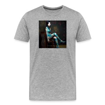 Portrait Woman 05 Tatoo Typo - Men's Premium Organic T-Shirt - heather grey - Front - Damien (186cm)