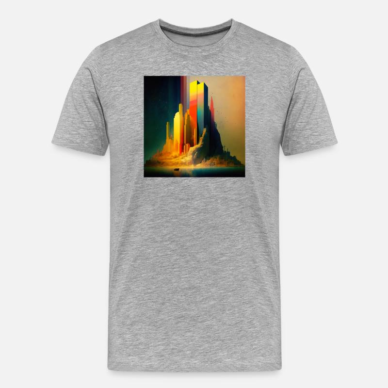 Megalopolis 03 - Männer Premium Bio T-Shirt - Grau meliert
