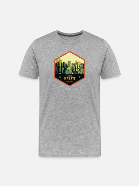 Glowing Skyline: Makati, Manila, Philippines - Men's Premium Organic T-Shirt - heather grey
