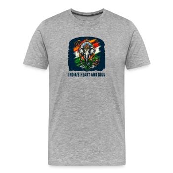 Éléphant indien avec drapeau national - T-shirt bio Premium Homme - gris chiné - Devant - Damien (186cm)