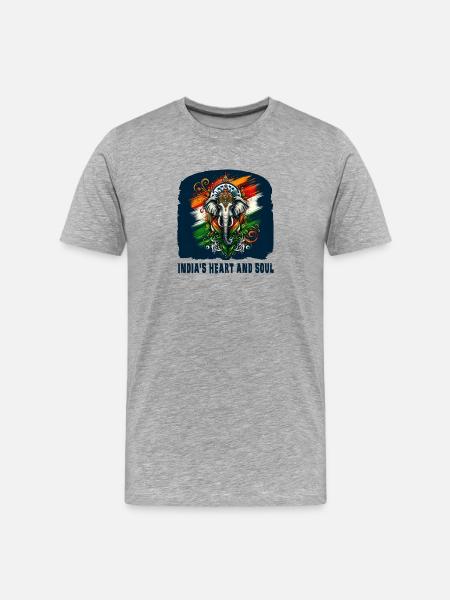 India elephant with national flag - Men's Premium Organic T-Shirt - heather grey