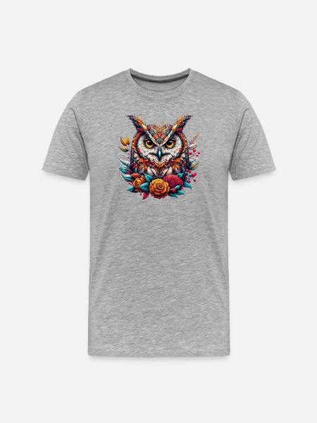 Owl - Men's Premium Organic T-Shirt - heather grey