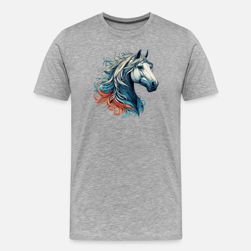 Pferd - Männer Premium Bio T-Shirt - Grau meliert