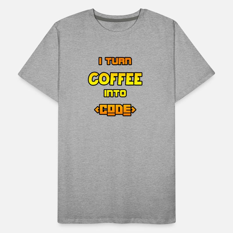 I turn coffee into code Men's Premium Organic T-Shirt