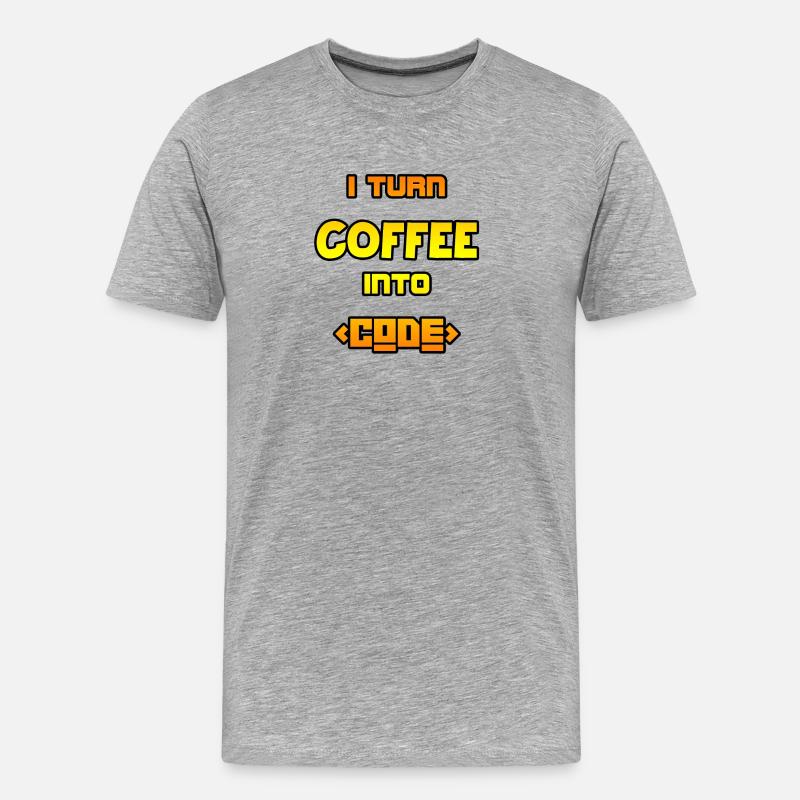 I turn coffee into code - Men's Premium Organic T-Shirt - heather grey