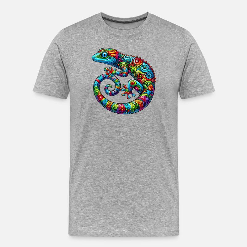 Gecko - Männer Premium Bio T-Shirt - Grau meliert