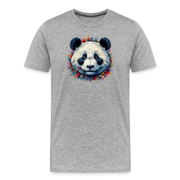 Panda - Männer Premium Bio T-Shirt - Grau meliert - Vorne - Damien (186cm)