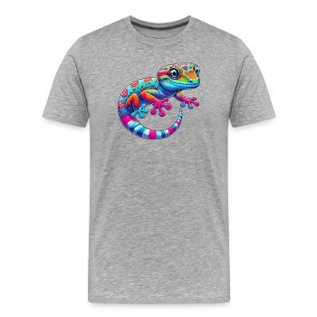 Gecko - T-shirt bio Premium Homme - gris chiné - Devant - Damien (186cm)