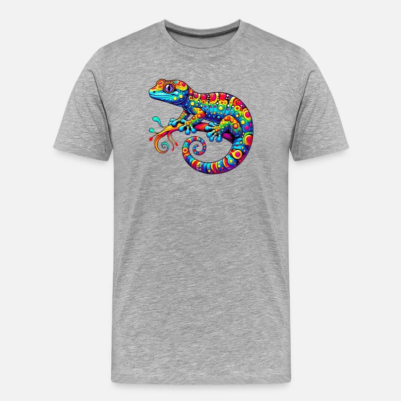 Gecko - Männer Premium Bio T-Shirt - Grau meliert