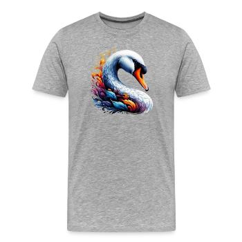 Schwan - Männer Premium Bio T-Shirt - Grau meliert - Vorne - Damien (186cm)