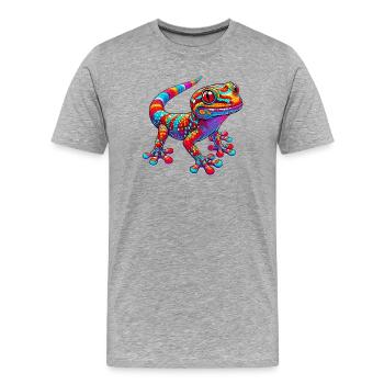 Gecko - Männer Premium Bio T-Shirt - Grau meliert - Vorne - Damien (186cm)