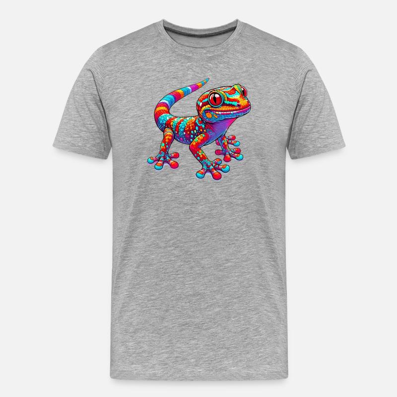 Gecko - Männer Premium Bio T-Shirt - Grau meliert