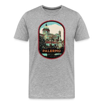 Sizilianische Erkundung: Authentisches Palermo - Männer Premium Bio T-Shirt - Grau meliert - Vorne - Damien (186cm)