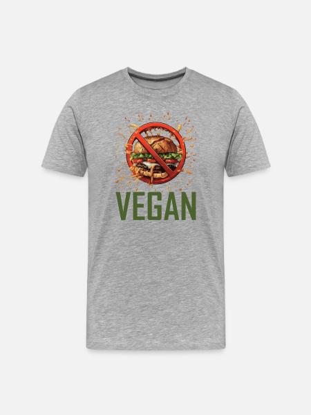 Vegan renunciation of fast food design - Men's Premium Organic T-Shirt - heather grey
