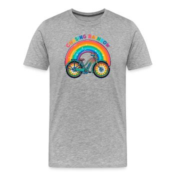 Chasing Rainbow Fahrraddesign - Männer Premium Bio T-Shirt - Grau meliert - Vorne - Damien (186cm)
