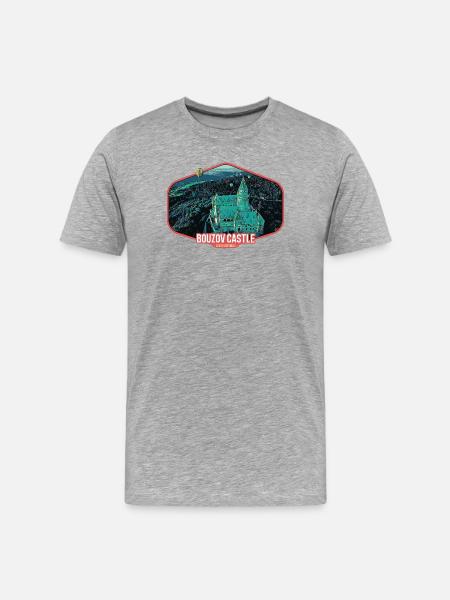 Illustration Bouzov Castle in Czechia - Men's Premium Organic T-Shirt - heather grey