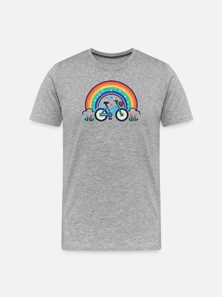 Rainbow Bicycle Joy Design - Men's Premium Organic T-Shirt - heather grey