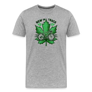 Conception du logo Cycling Leaf - T-shirt bio Premium Homme - gris chiné - Devant - Damien (186cm)