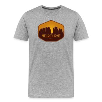Melbourne Skyline Badge - T-shirt bio Premium Homme - gris chiné - Devant - Damien (186cm)