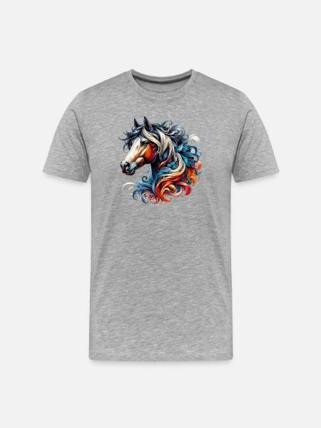 Pferd - Männer Premium Bio T-Shirt - Grau meliert