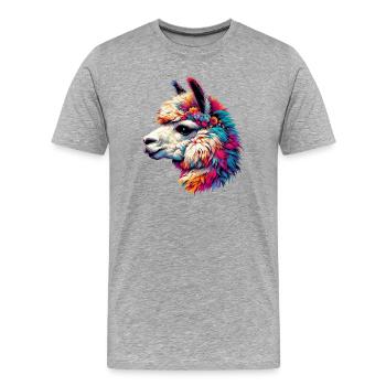 Alpaka - Männer Premium Bio T-Shirt - Grau meliert - Vorne - Damien (186cm)