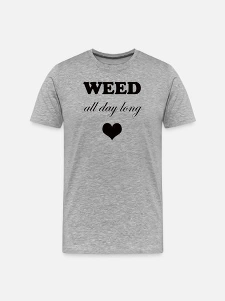 Weed All Day Long Heart - Men's Premium Organic T-Shirt - heather grey