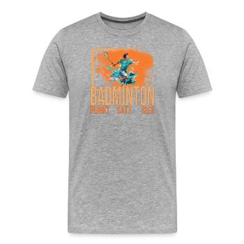Punkt - Satz - Sieg - Männer Premium Bio T-Shirt - Grau meliert - Vorne - Damien (186cm)
