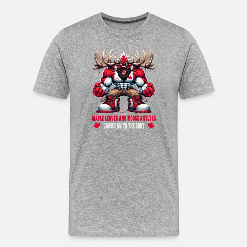 Kanada Elch Design - Männer Premium Bio T-Shirt - Grau meliert