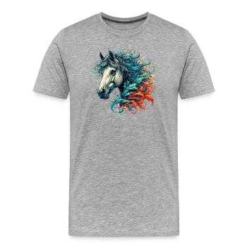 Pferd - Männer Premium Bio T-Shirt - Grau meliert - Vorne - Damien (186cm)