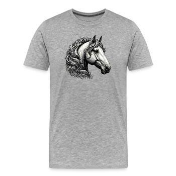 Pferd - Männer Premium Bio T-Shirt - Grau meliert - Vorne - Damien (186cm)