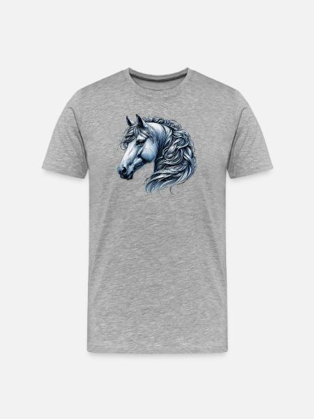 Pferd - Männer Premium Bio T-Shirt - Grau meliert