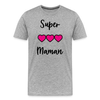 SUPER MAMAN. MAMAN - T-shirt bio Premium Homme - gris chiné - Devant - Damien (186cm)