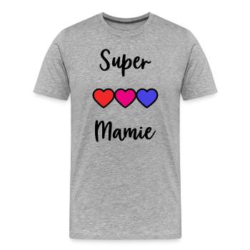 MAMIE - T-shirt bio Premium Homme - gris chiné - Devant - Damien (186cm)