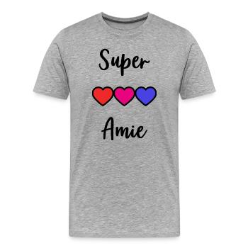SUPER AMIE - T-shirt bio Premium Homme - gris chiné - Devant - Damien (186cm)
